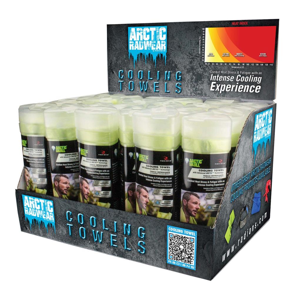 Arctic Radwear® Cooling Towel Counter Display - 24 Lime