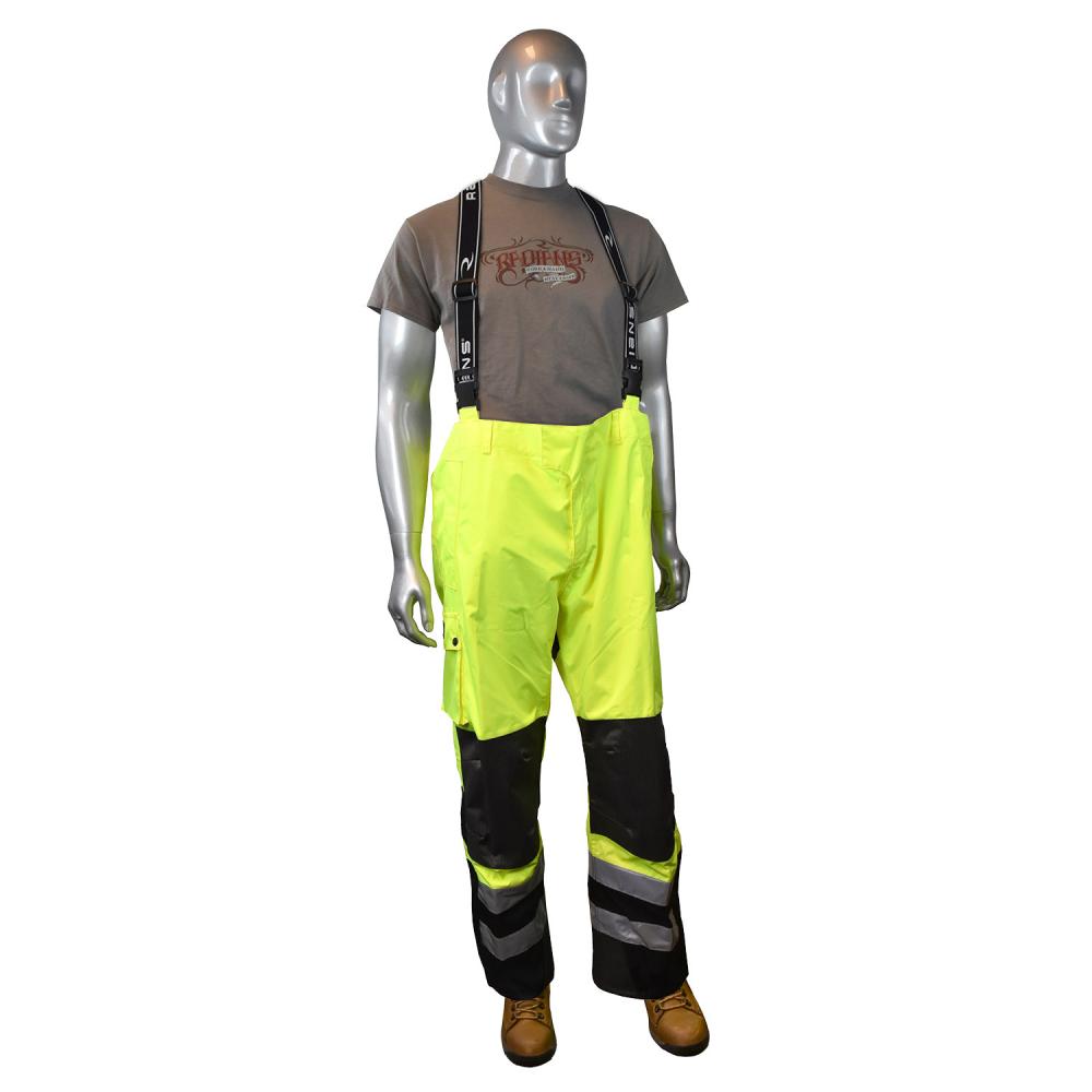 RW32-EZ1Y Heavy Duty Rip Stop Waterproof & Breathable Pants w/Bib - Hi-Vis Green - Size 5X