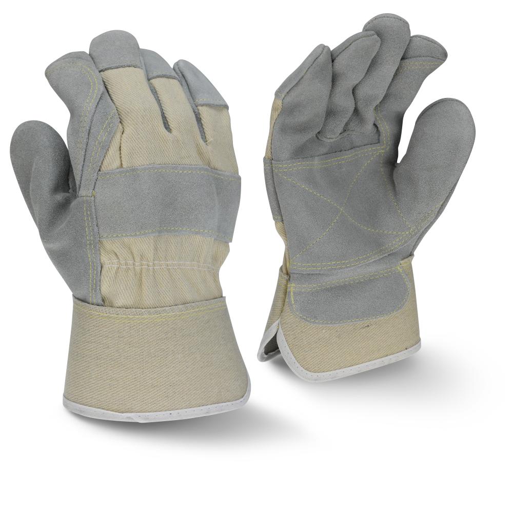 RWG3400W Side Split Gray Cowhide Leather Double Palm Glove - Size L