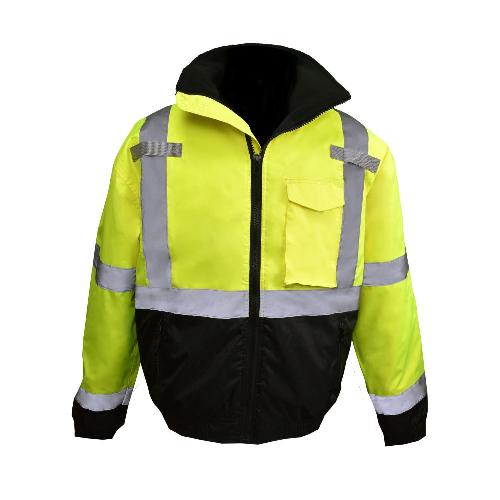 SJ11QB Class3 High Visibility Weatherproof Bomber Jacket with Quilted Built-in Liner - Green - Size 
