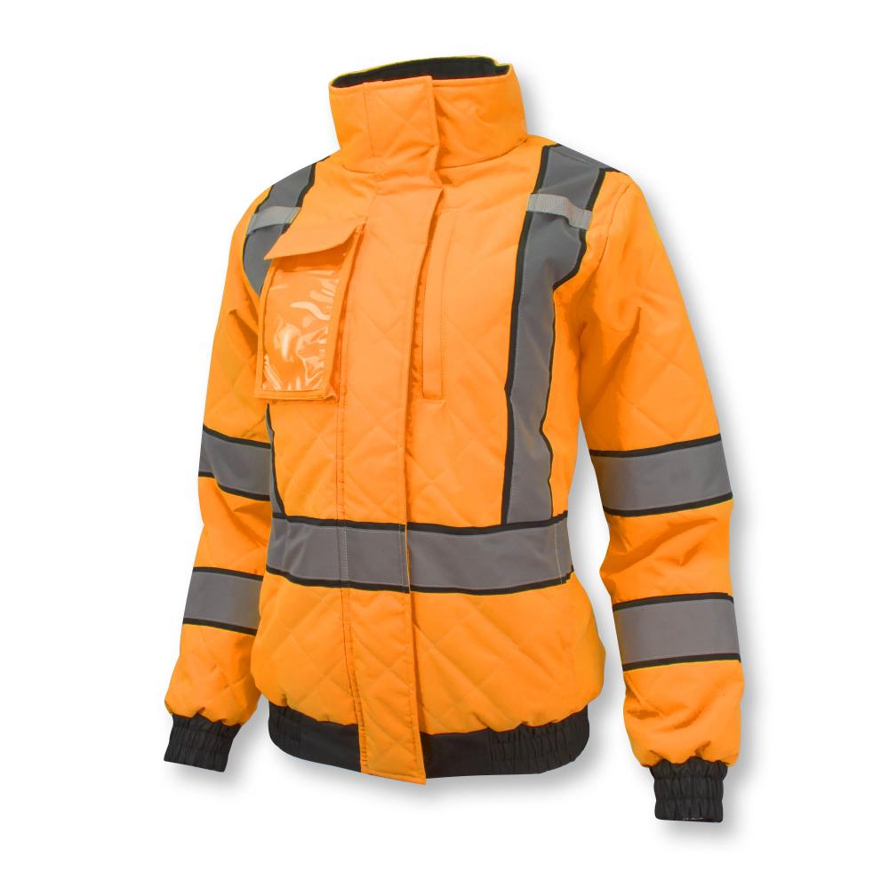 SJ930-3ZOW Women&#39;s Class 3 Quilted Bomber Jacket - Orange - Size S