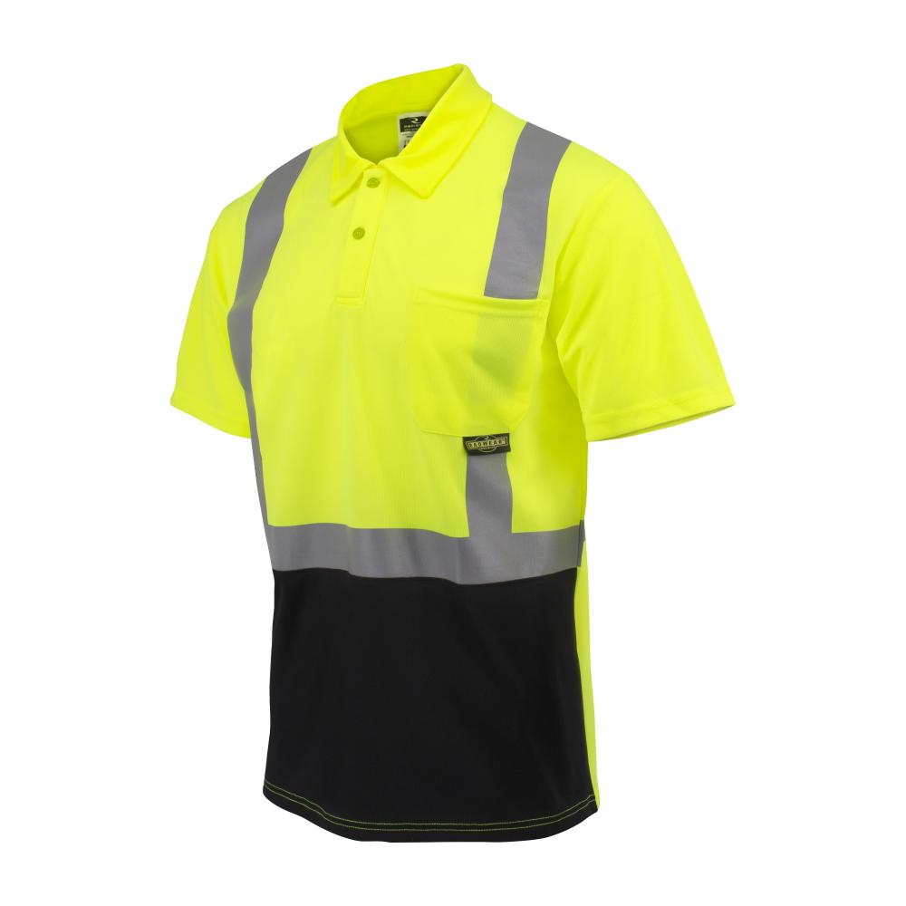 ST12B Class 2 High Visibility Color Blocked Safety Short Sleeve Polo Shirt - Green - Size 4X