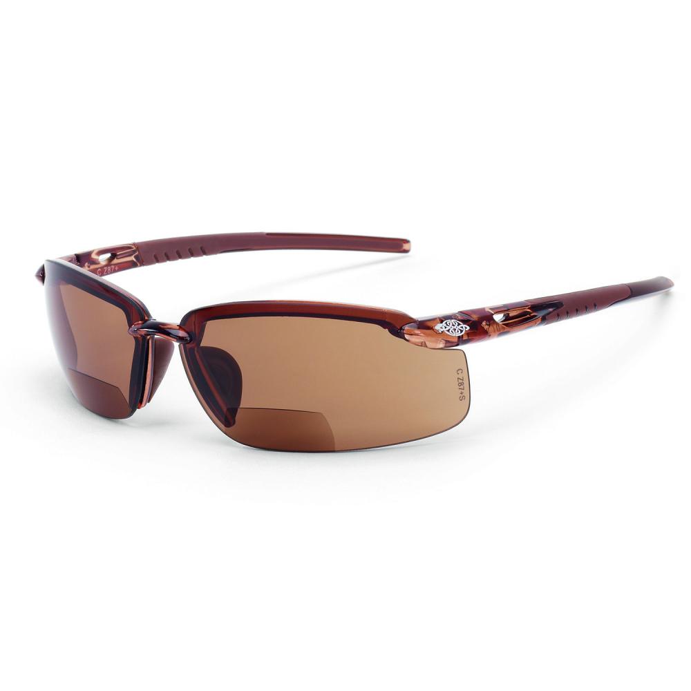 ES5 Bifocal Safety Eyewear - Crystal Brown Frame - HD Brown Lens - 2.5 Diopter