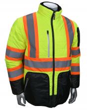 Radians SJ510X-3ZGS-4X - SJ510X-3 Quilted Reversible Jacket with Zip-Off Sleeves X-Back - Hi Vis Green - Size 4X