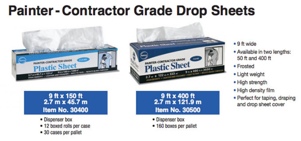 RETAIL - PAINTER-CONTRACTOR  Plastic Film Sheet 9&#39; X 150&#39;  Box & Roll 12/1&#39;s