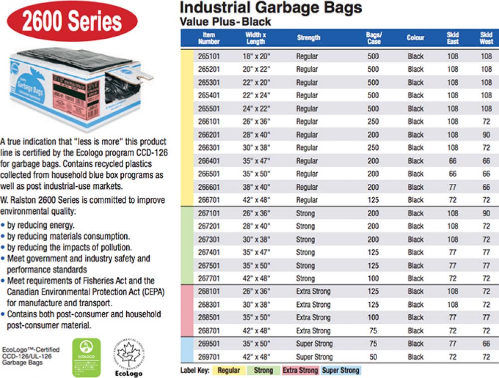 2600 SERIES Eco-Logo CCD-126 / UL-126 - Black  42&#34; x 48&#34; Super Strong Black 50