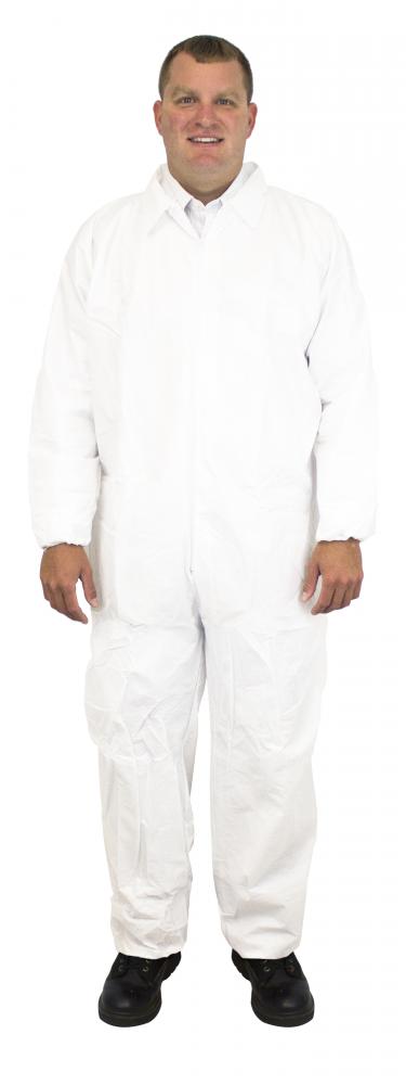 COVERALL,BREATHABLE BAR,WHITE,ELASTIC WRISTS & ANKLES, 25/CS