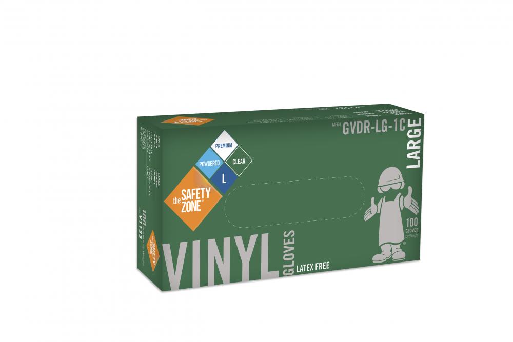 CLEAR PREMIUM POWDERED VINYL, 100/BX 10BX/CS, SM