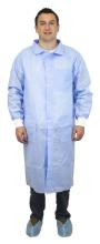 Safety Zone DLBL-LG-SMS50 - BLUE 50 GRAM SMS MATERIAL LAB COAT,  WITH THREE POCKETS, ELASTIC WRISTS 30/CS, LG