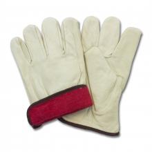 Safety Zone GLL5-MD-P0B - PIG GRAIN LEATHER RED JERSEY LINED, DRIVERS STYLE, KEYSTONE THUMB, TAN, MD