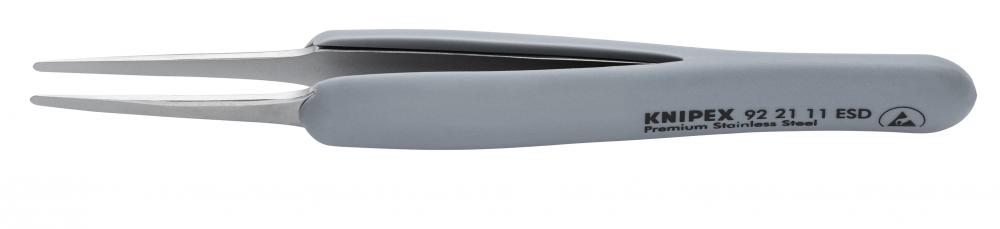 4&#34; Premium Stainless Steel Precision Tweezers-Blunt Tips-ESD Rubber Handles