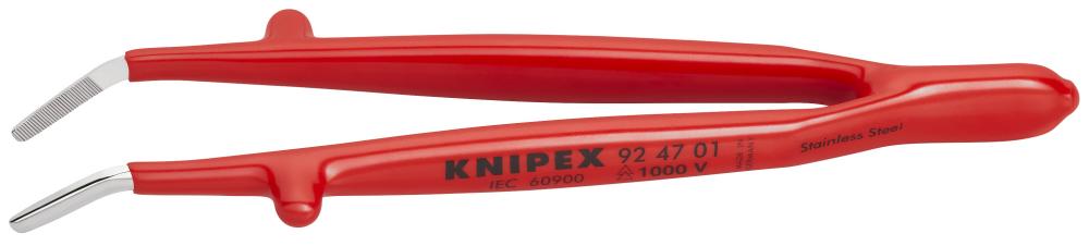 5 1/2&#34; Stainless Steel Gripping-30°Angled Tweezers-1000V Insulated