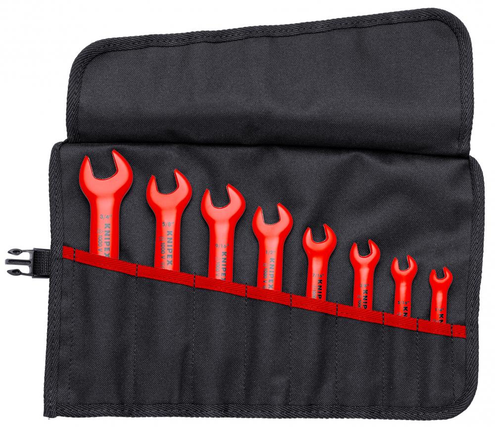 8 Pc Open End Wrench Set, SAE-1000V Insulated