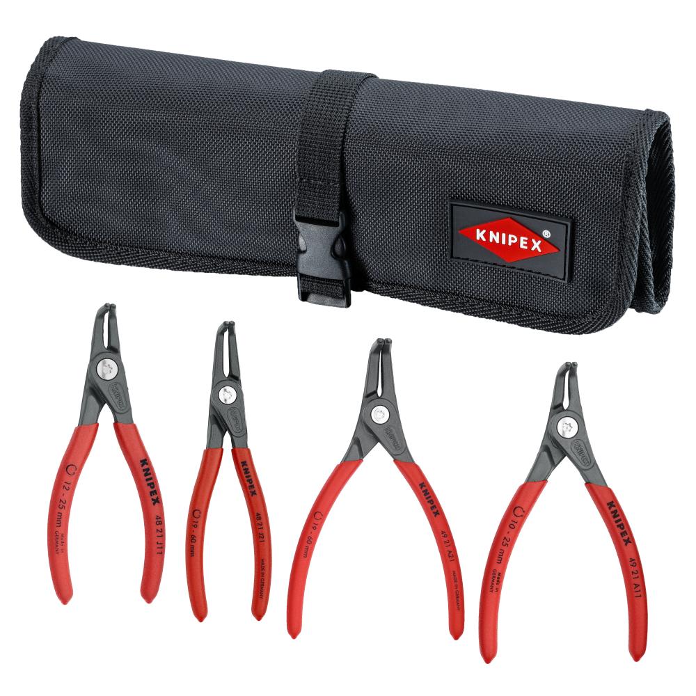 4 Pc Angled Precision Snap Ring Pliers Set In Tool Roll