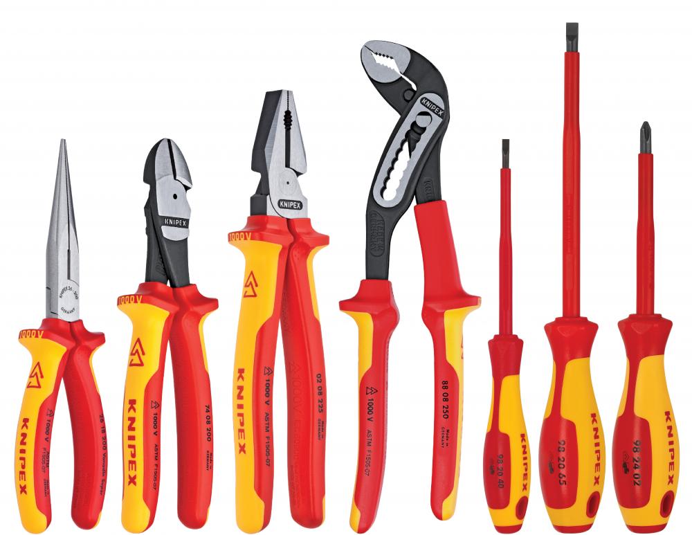 7 Pc Pliers and Screwdriver Tool Set-1000V Insulated in Tool Roll