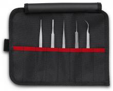 Knipex Tools 92 00 02 - 5 Pc Premium Stainless Steel Tweezer Set in a Tool Roll