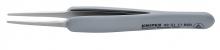 Knipex Tools 92 21 11 ESD - 4" Premium Stainless Steel Precision Tweezers-Blunt Tips-ESD Rubber Handles
