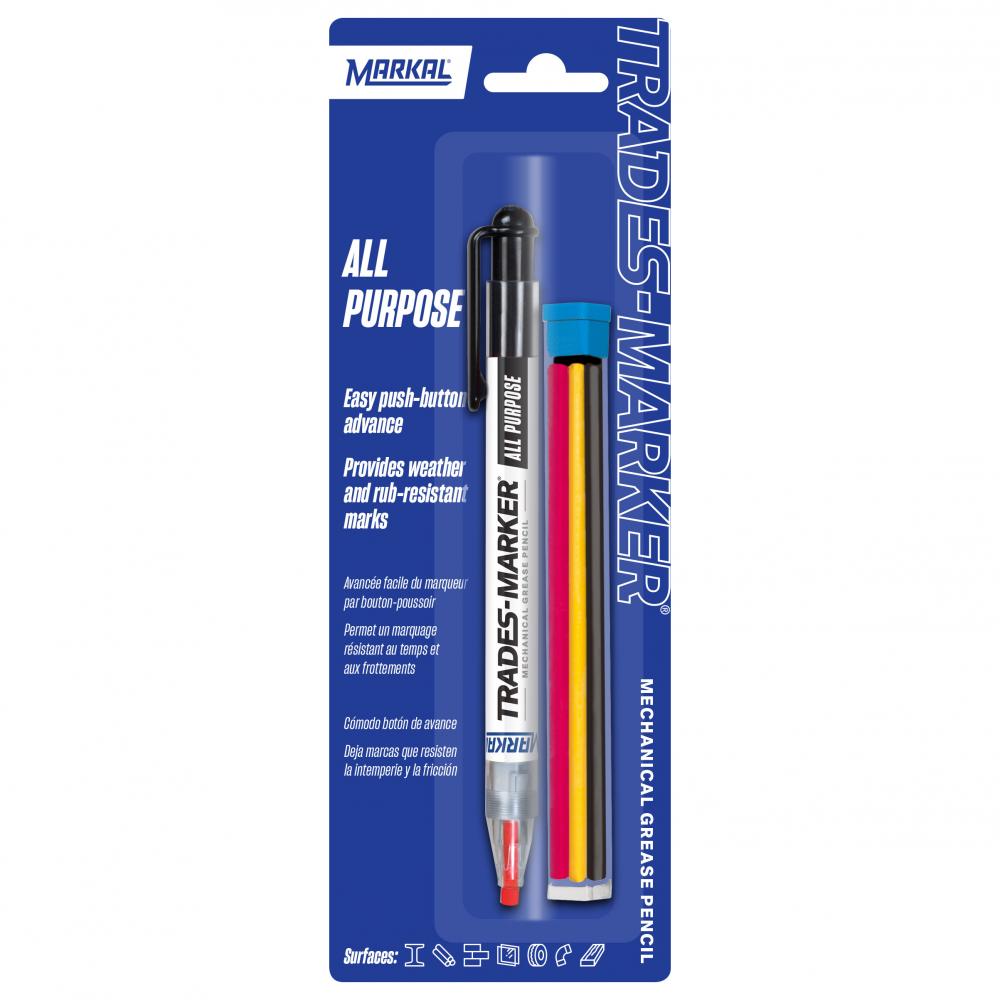 Trades-Marker® All Purpose Mechanical Grease Pencil - Carded, Red, Yellow, White, Orange
