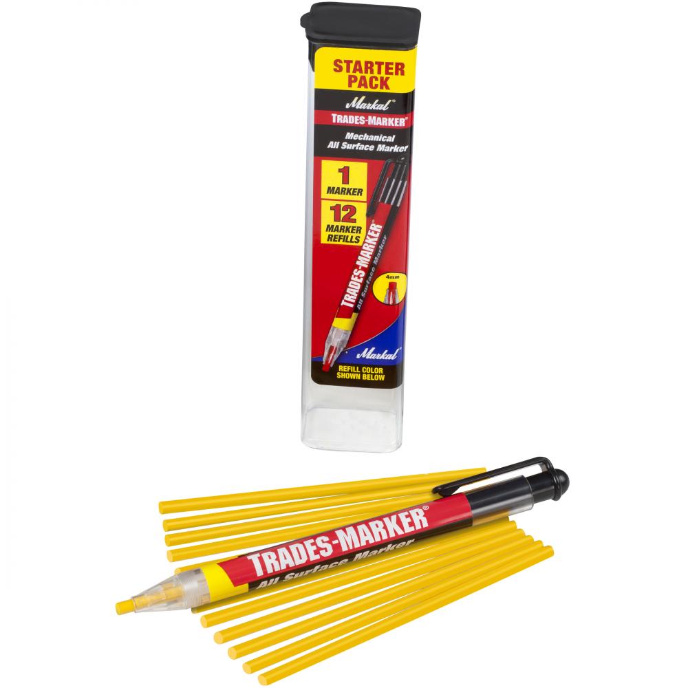 Trades-Marker® All Purpose Mechanical Grease Pencil Starter Pack, Yellow