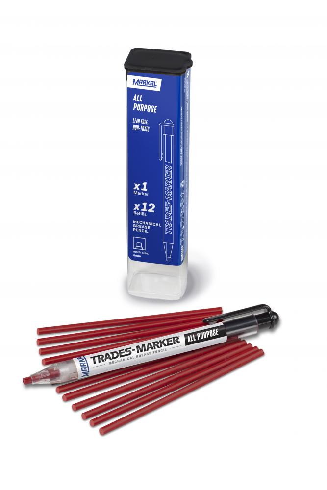 Trades-Marker® All Purpose Mechanical Grease Pencil Starter Pack, Red