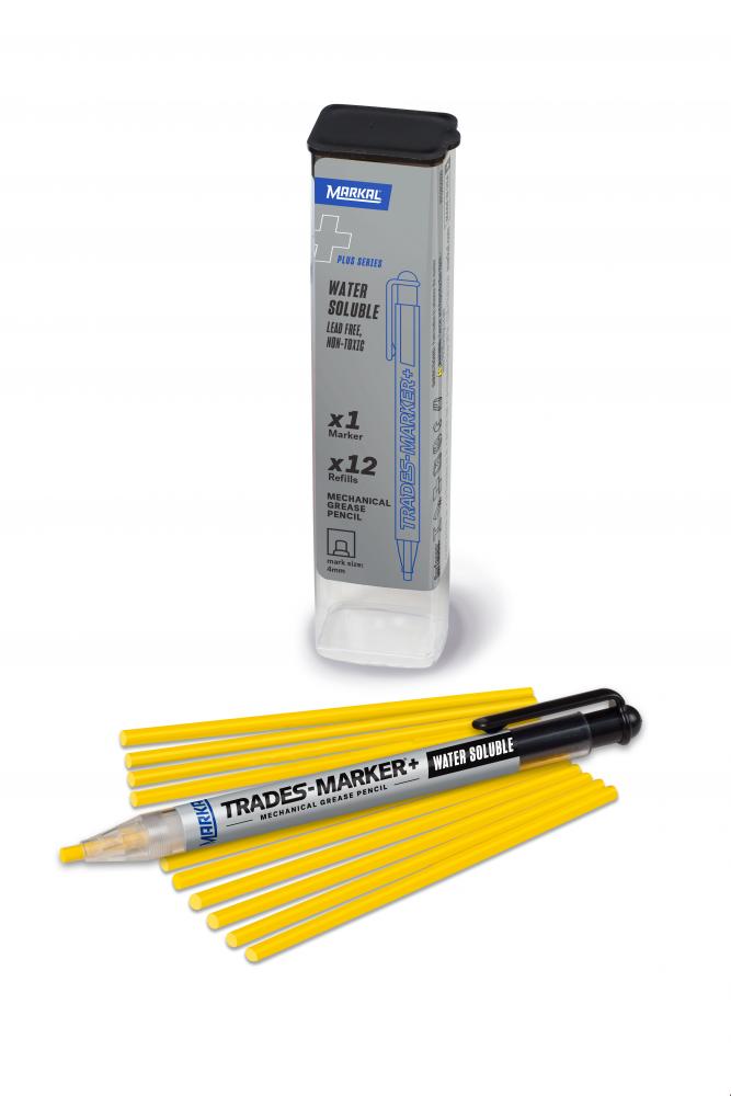 Trades-Marker®+ Water Soluble Mechanical Grease Pencil Starter Pack, Yellow