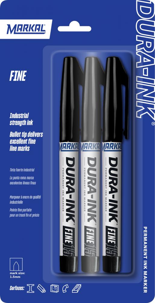 DURA-INK® Fine Permanent Ink Marker - Carded (3 pack), Black
