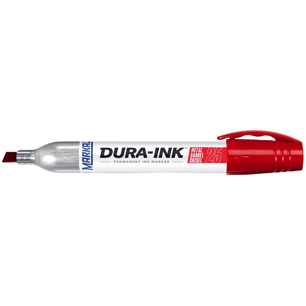 DURA-INK® Metal Barrel Chisel Permanent Ink Marker, Red