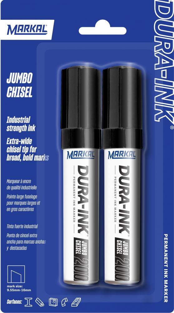 DURA-INK® Jumbo Chisel Permanent Ink Marker Carded, Black