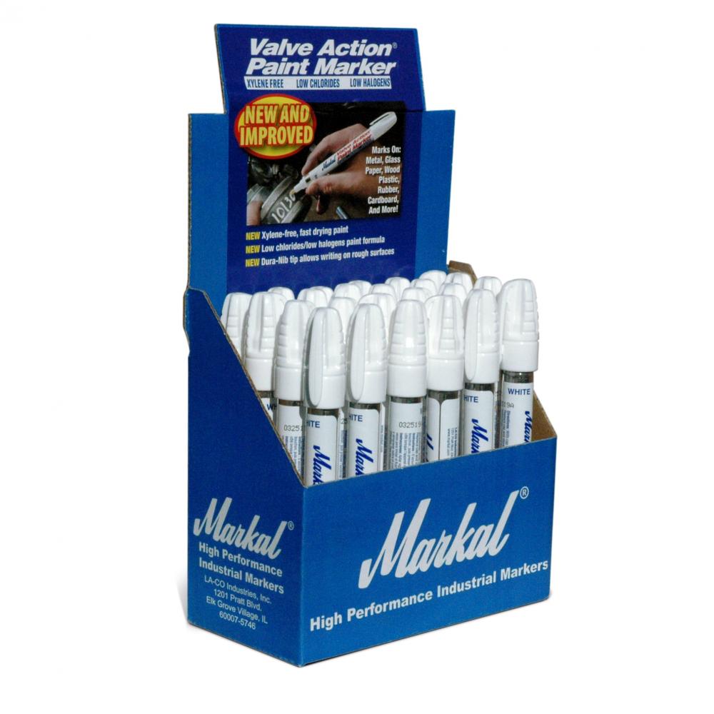 Paint-Riter® Valve Action® Liquid Paint Marker, White, Display Box