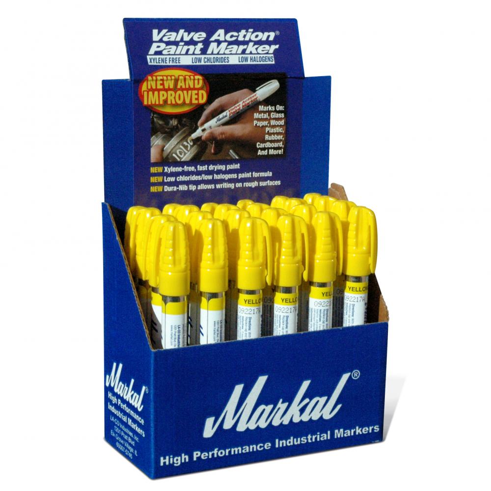 Paint-Riter® Valve Action® Liquid Paint Marker, Yellow, Display Box