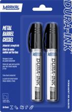 LA-CO 096237 - DURA-INK® Metal Barrel Chisel Permanent Ink Marker - Carded (2 pack), Black