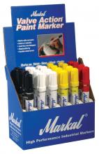 LA-CO 096819 - Paint-Riter® Valve Action® Liquid Paint Marker, White, Yellow, Black, & Red, Display Box