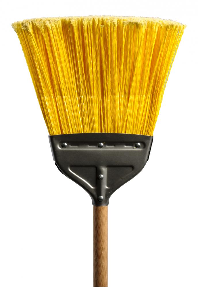 Ind Broom w/48&#34; handle Stiff Flagged fibers