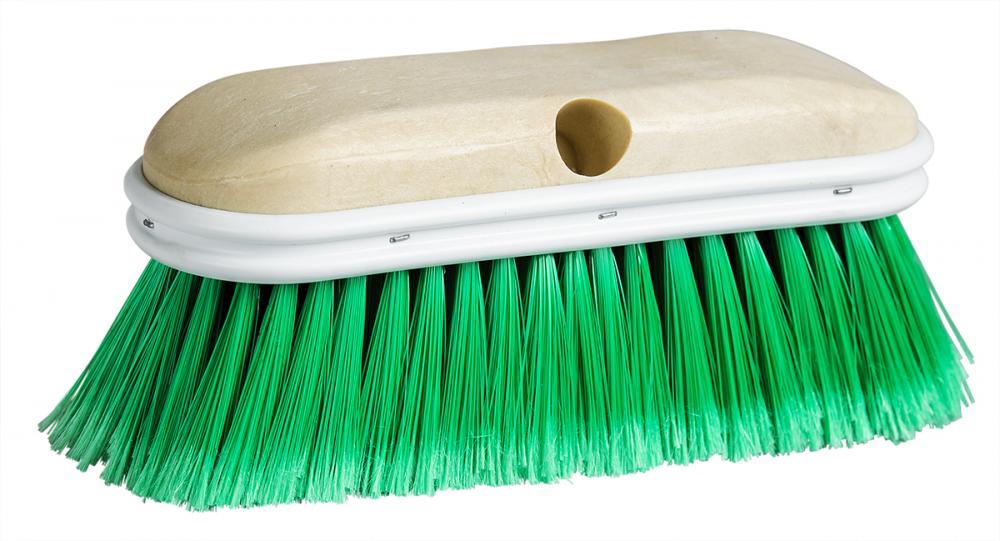 Car Truck Brush 9&#34; Plastic Block With Bumper Green Flagged