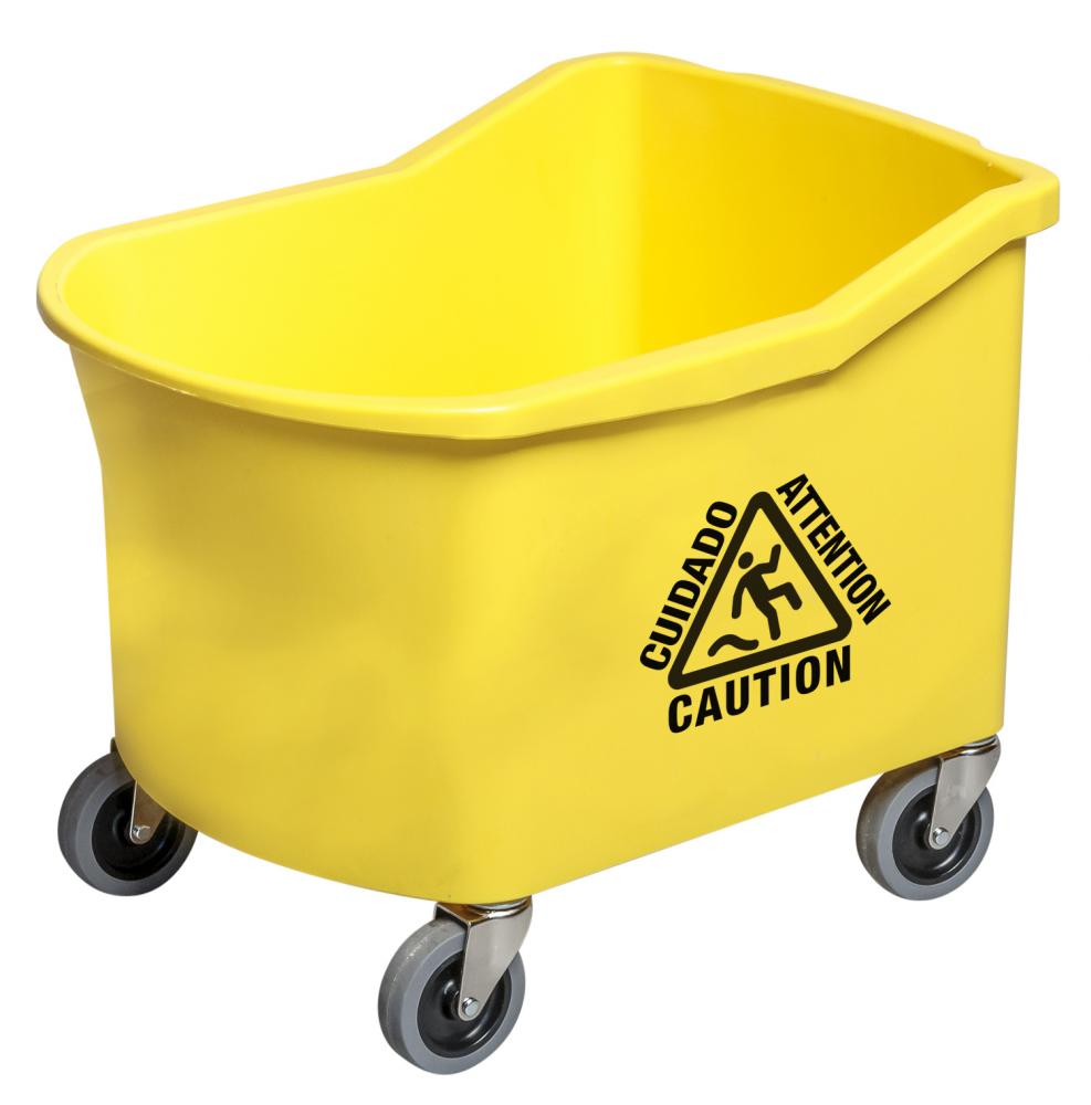 32 Qt Grizzly Prison Bucket only yellow w/3&#34; casters No bail handle