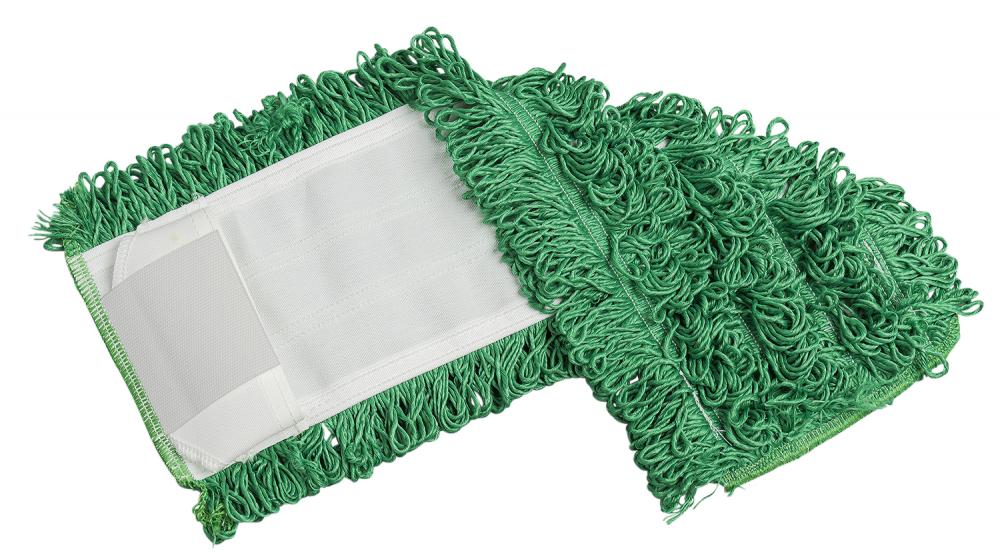 Flat Mop Looped MicroLoop fiber refill 40cm/16&#34; Green w/Tabs N/Pockets