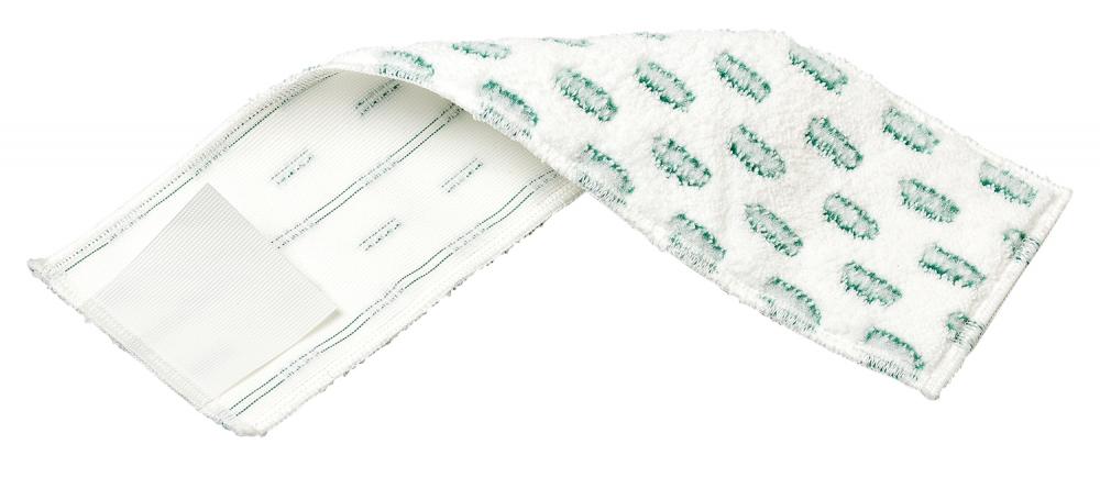 Flat Mop MicroScrub microfiber Pads refill 40cm/16&#34; White/Green w/Tabs