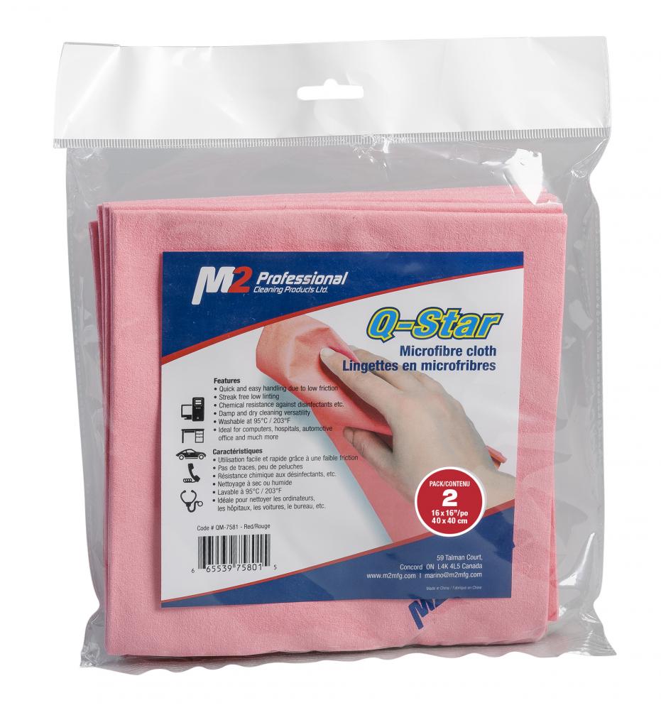 Q-Star Microfiber Cloth-Red-2/bag