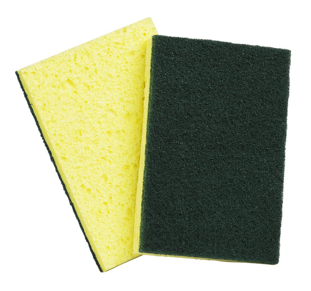 Cellulose sponge with scouring pad-4”x 6”x 0.875”-Case Pk/1x50