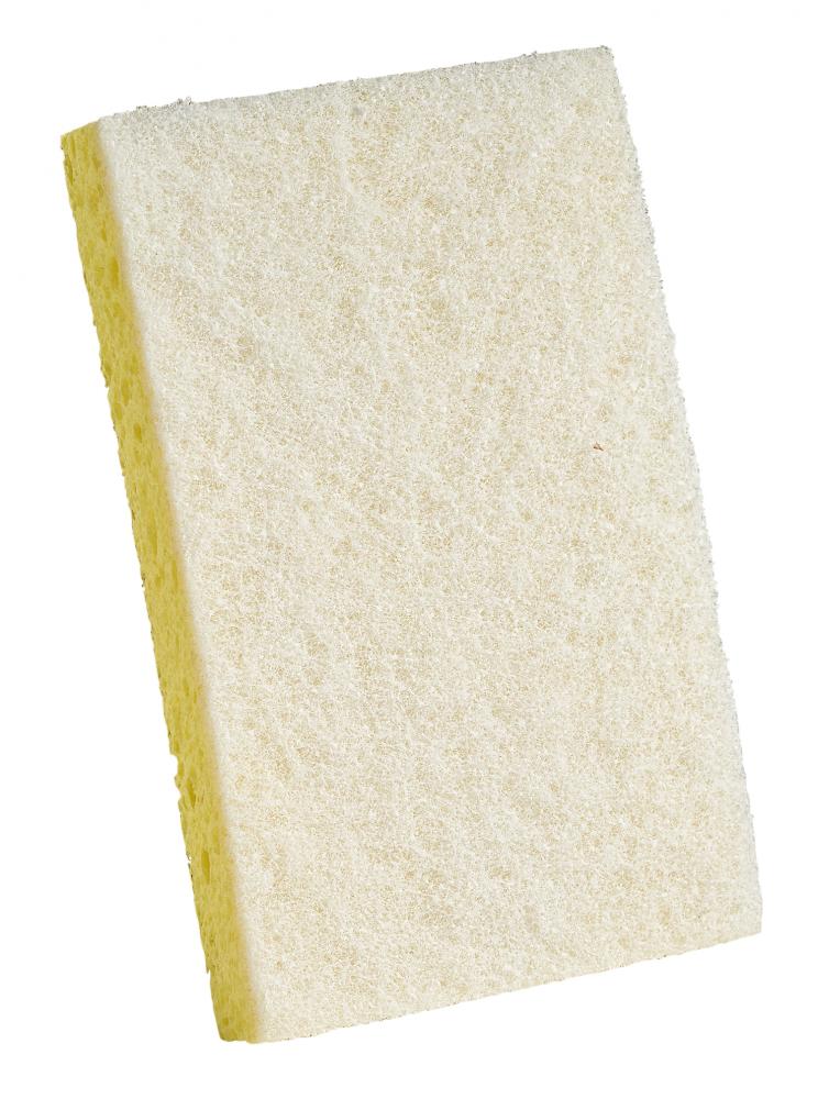 Cellulose sponge with Light duty scouring pad-4”x 6”x 0.875”-Case Pk/1x50 white/