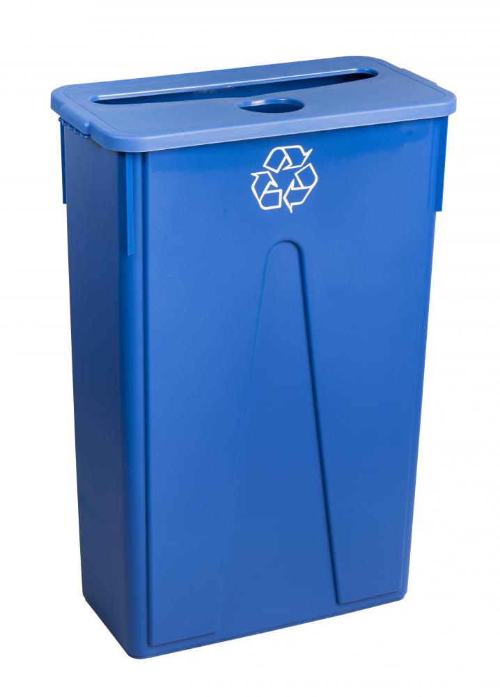 Rectangular Slim Garbage Container Lid Only Blue recycle Paper Slot /cans