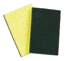 M2 SP-E747 - Cellulose sponge with scouring pad-4”x 6”x 0.875”-Case Pk/1x50