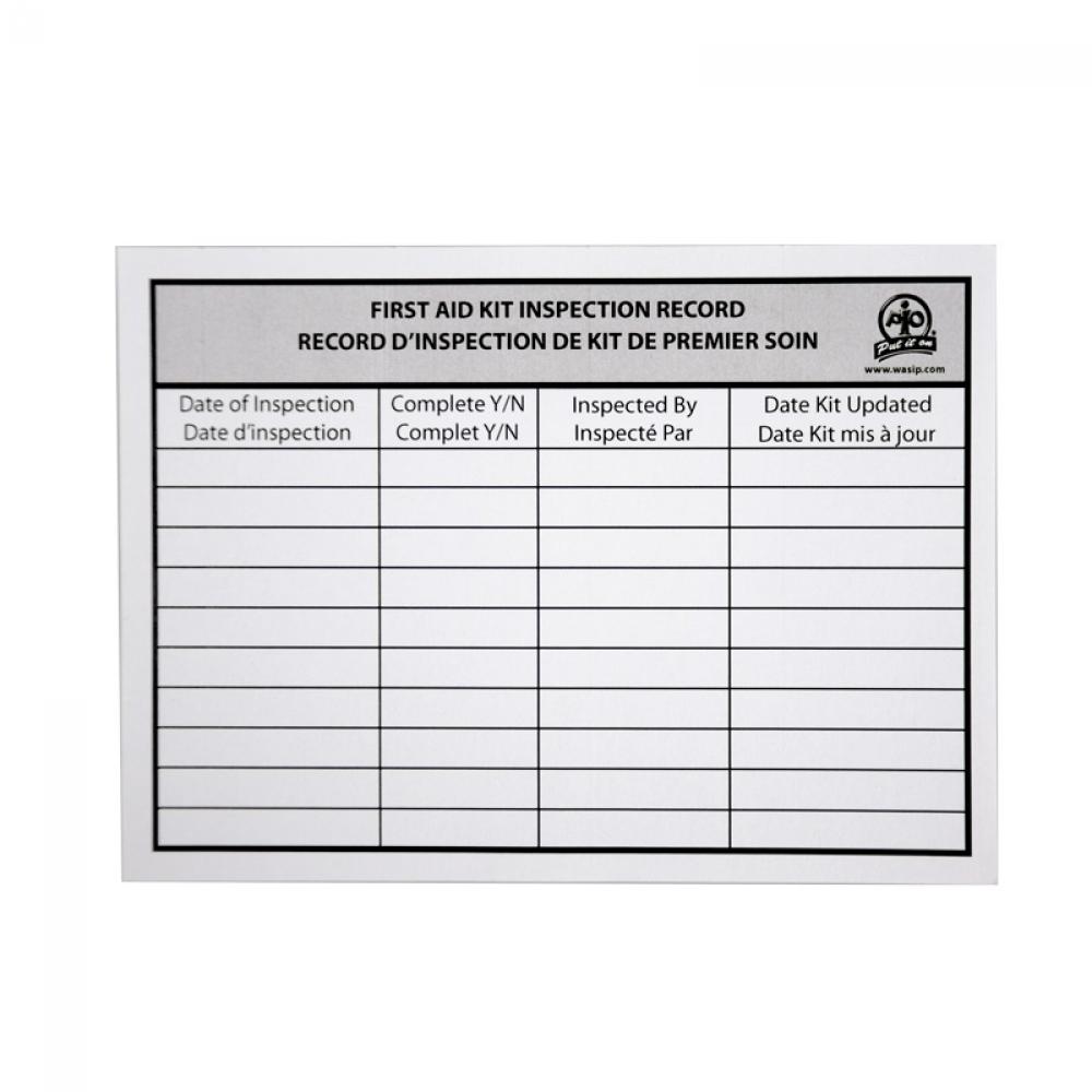 First Aid Inspection Card (12 Entry), 25/Pack