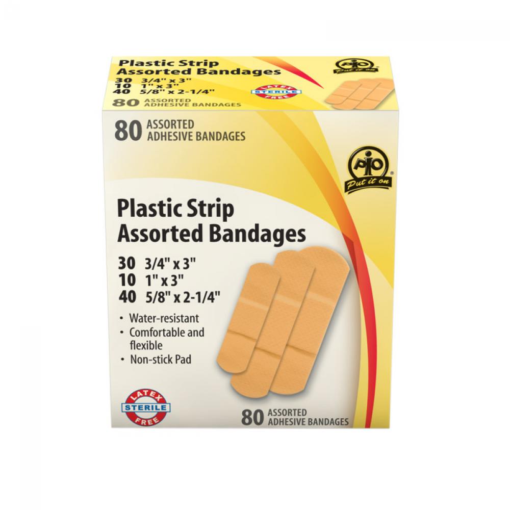Plastic Assorted Bandages, 80/Box
