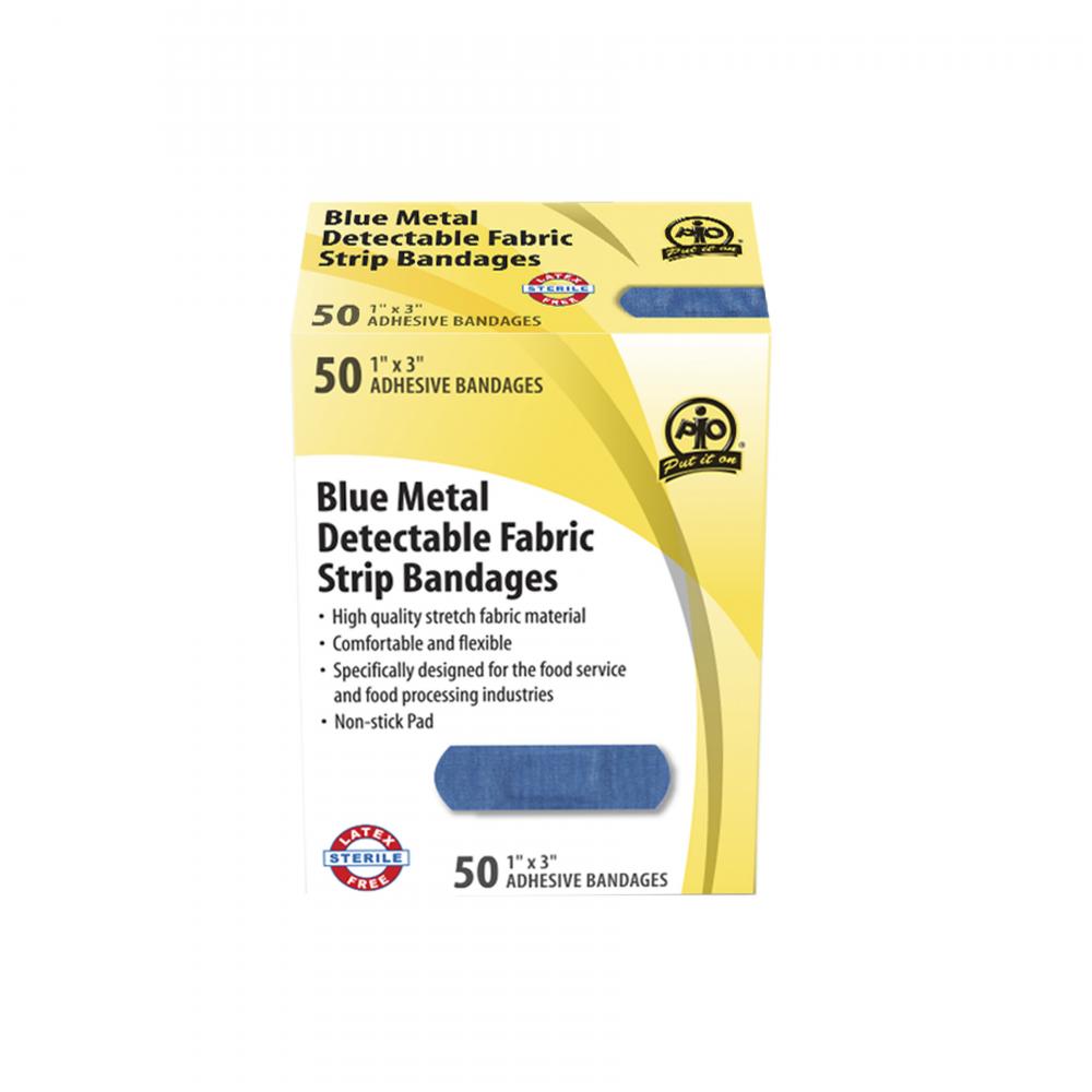 Metal Detectable Fabric Strip Bandage, 7.5 x 2.5cm, 50/Box