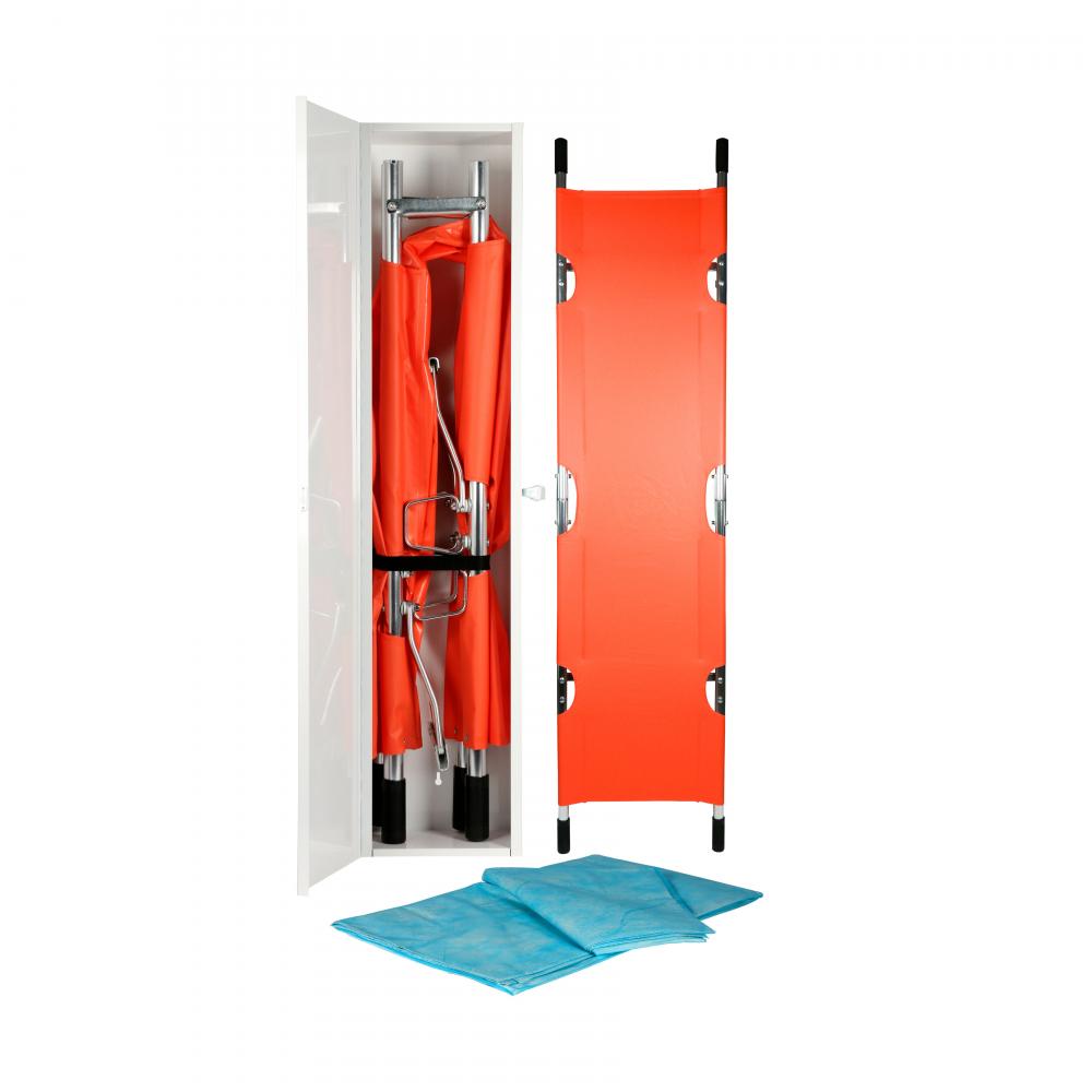 Stretcher Kit with Cabinet (Includes: Stretcher, Cabinet & Two Disposable Blankets)