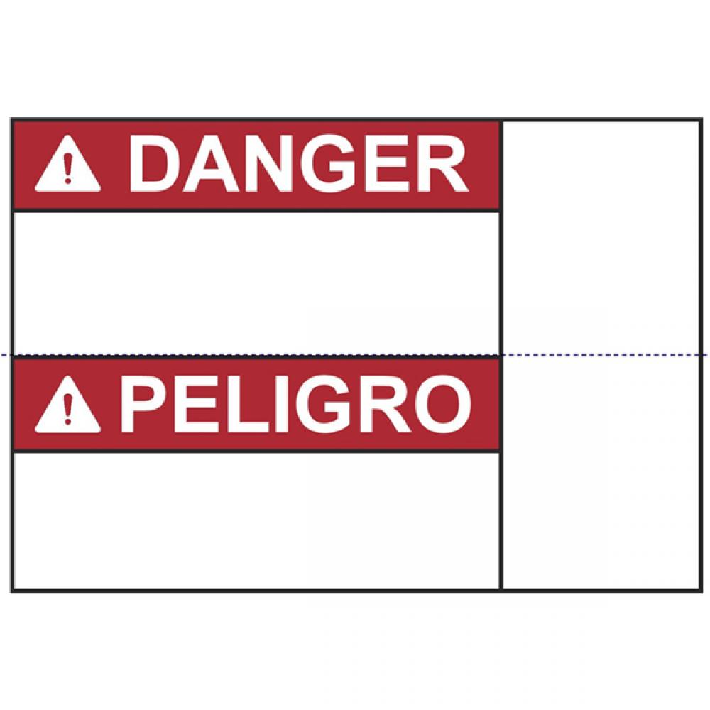 Pre-Printed Header Label, DANGER, Spanish/English, Perforate
