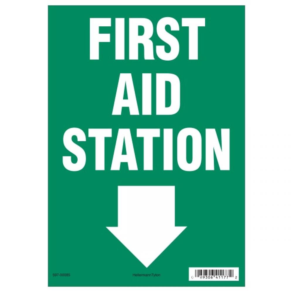 First Aid Sign, 7&#34; x 10&#34;, First Aid Station, Vinyl, Green, 2