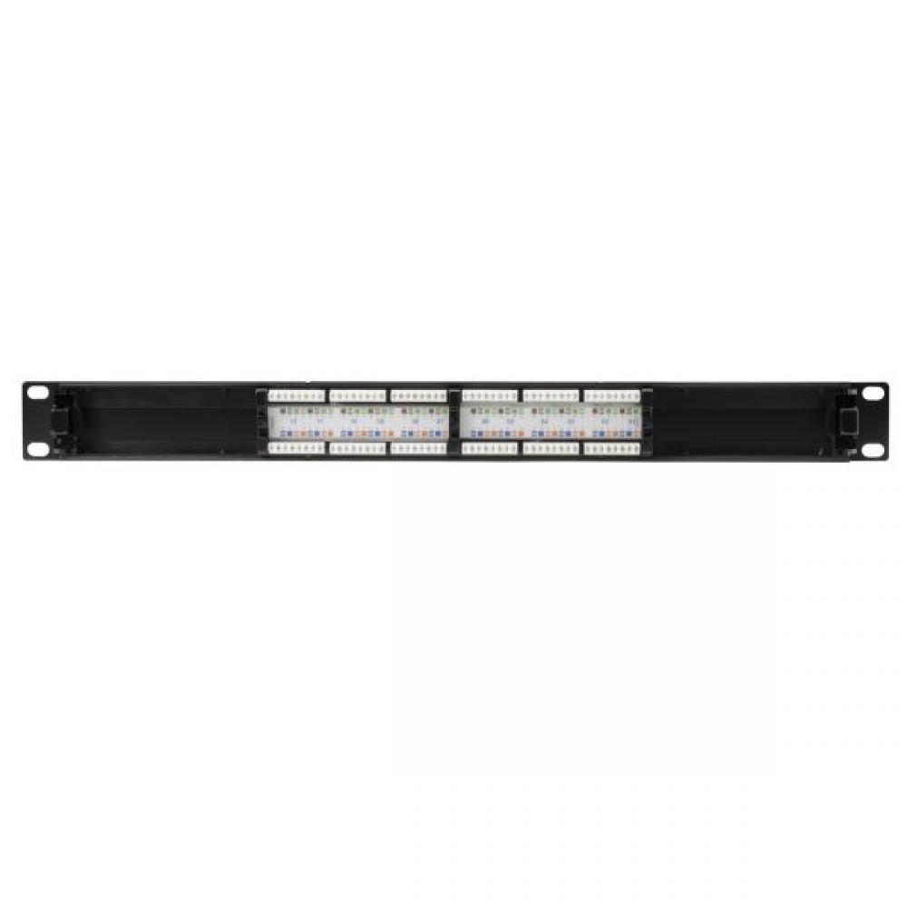 Category 6 Universal 12 Port Patch Panel, 1U, Black, 1/box