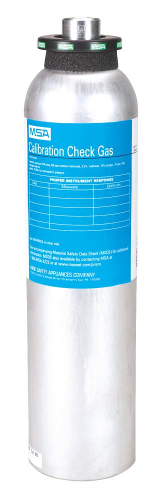 Calibration Cylinder, Gas, 58 L, (CH4)-2.5%, (O2)-15%, (CO)-300 PPM, (H2S)-10 PP